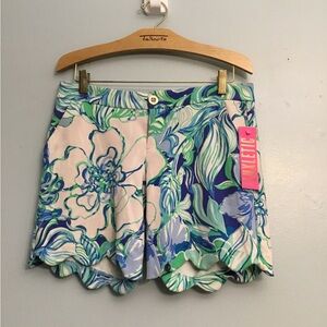 Lilly Pulitzer High Waist Floral Shorts - Blue, Green, and White